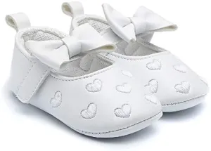 INZCOU Baby Toddler Shoes Soft Sole Crib Shoes for 0-18 Months Boys Girls White