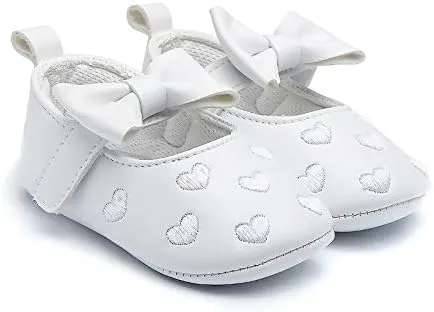 INZCOU Baby Toddler Shoes Soft Sole Crib Shoes for 0-18 Months Boys Girls White