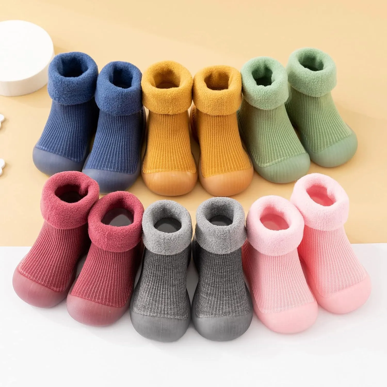 JINCAIHONG Newborn Walking Sneakers with Soft Rubber Sole Baby Shoes Indoor Non Slip Slippers for Infants