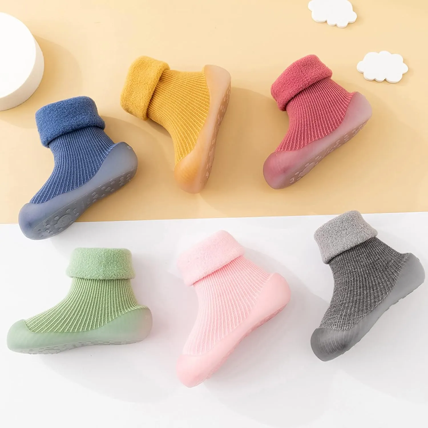 JINCAIHONG Newborn Walking Sneakers with Soft Rubber Sole Baby Shoes Indoor Non Slip Slippers for Infants