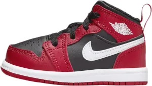Jordan 1 Mid Baby/Toddler Shoes (DQ8425-061, Black/Gym Red/White)
