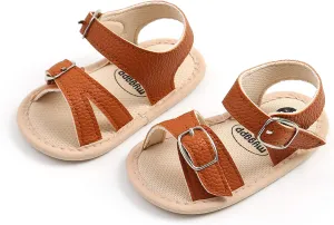 Jshuang 0-18M Baby Boys Girls Bow Sandals Soft Non-Slip Rubber Sole Summer Flat Walking Shoes