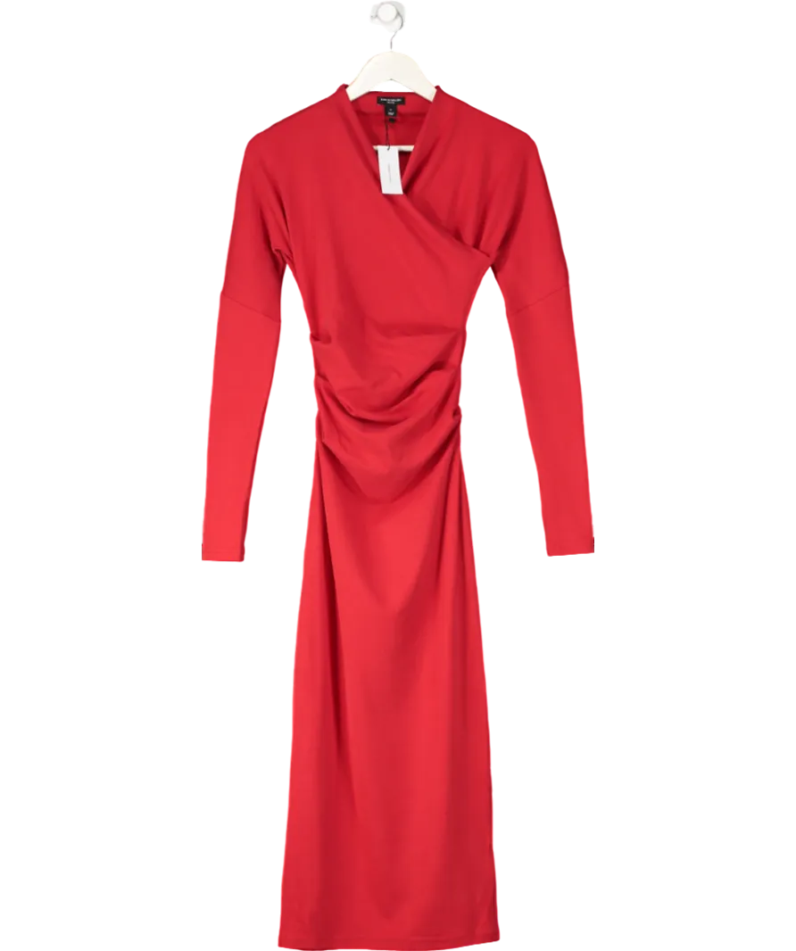 Karen Millen Red The Founder Asymmetric Neck Midi Dress UK XS