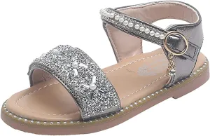 Kid Baby Girls Boys Child Shoes Summer Open Toe Rhinestone Sandals Soft Sole Anti Slip Shoes Princess (Bronze, 6 Infant)