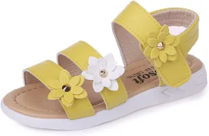 Kid Baby Girls Boys Child Shoes Summer Sandals Premium Soft Sole Non Slip Sandals Flower Princess (Yellow, 2.5-3 Years)