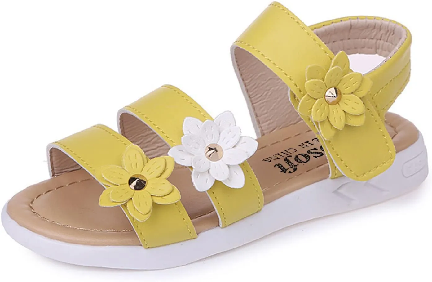 Kid Baby Girls Boys Child Shoes Summer Sandals Premium Soft Sole Non Slip Sandals Flower Princess (Yellow, 2.5-3 Years)