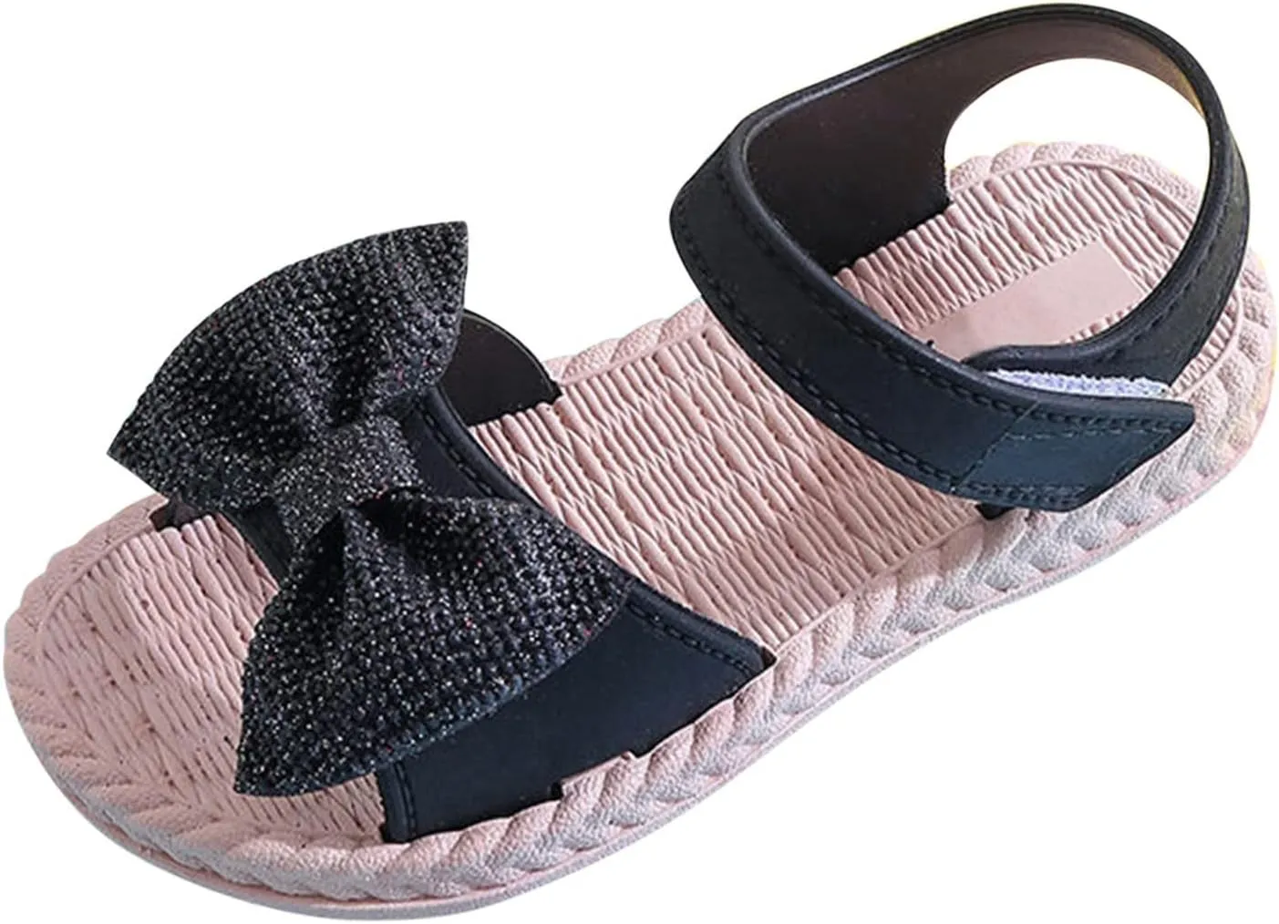 Kid Baby Girls Boys Child Shoes Summer Sandals Soft Rubber Sole Anti Slip Sandals Bowknot Princess (Black, 8.5 Toddler)