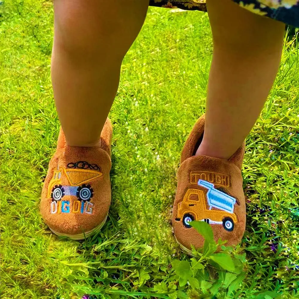 Kids Boys Girls Warm Slippers Kids Non-Slip Winter Indoor Household Shoes