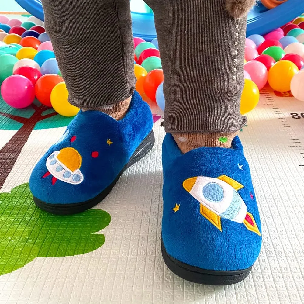 Kids Boys Girls Warm Slippers Kids Non-Slip Winter Indoor Household Shoes