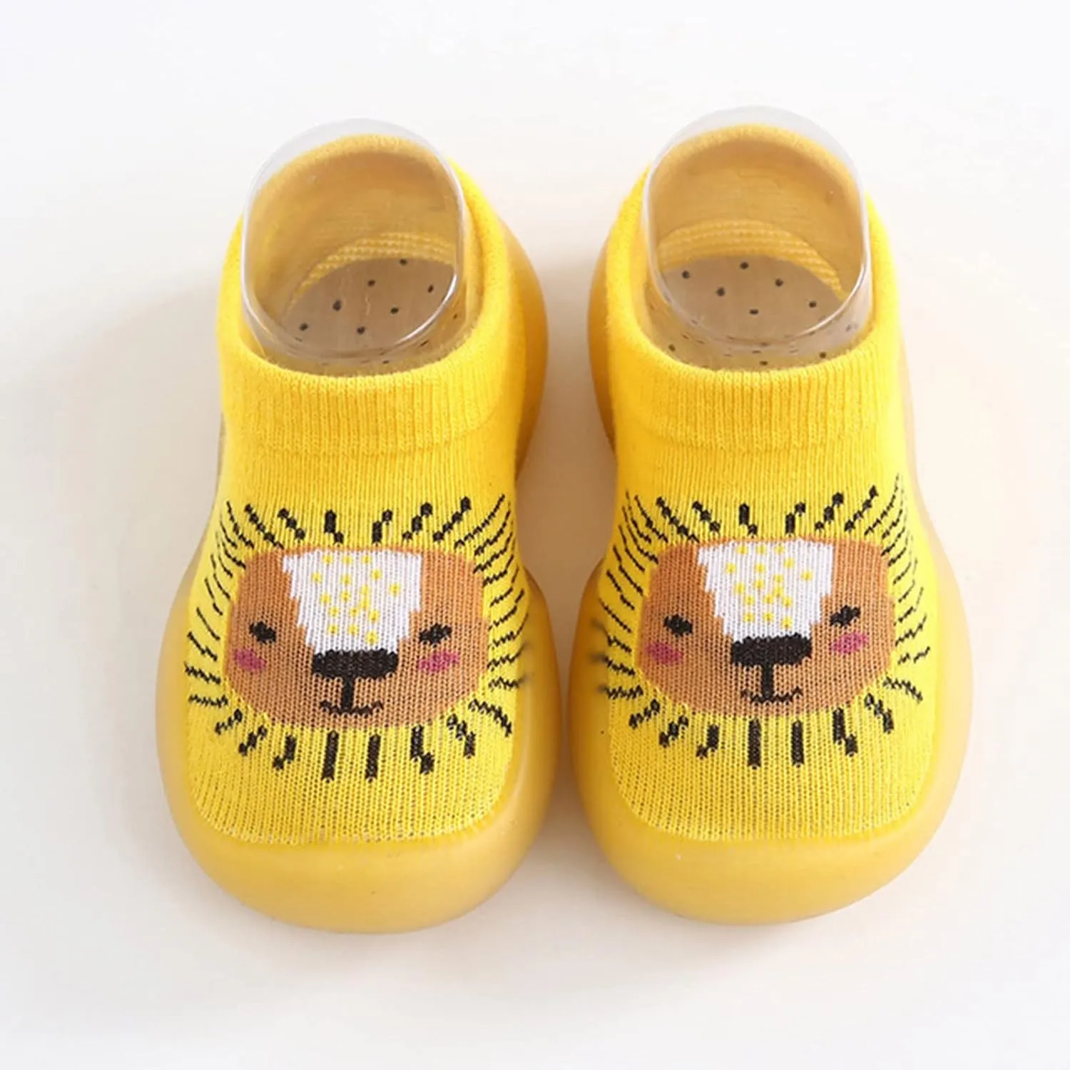 Kids Breathable Shoes Cute Stocking Shoes Boys Rubber Warm Kids Baby Sole Girls Socks Knit Slipper (Yellow, 3-6 Months)