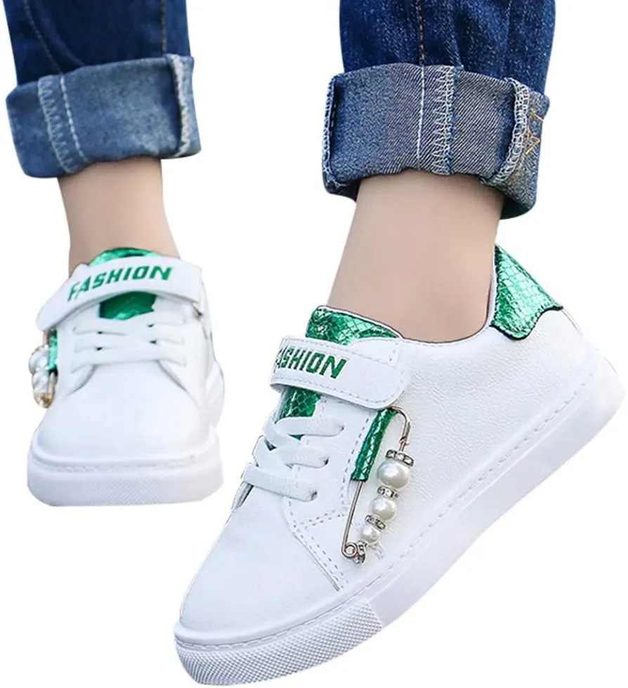 Kids Canvas Sneakers Baby Boys Girls Casual Fashion Shoes Toddler Sports Shoes Soft-Soled Non-Slip Tennis Shoes (Green-6#, 10-10.5Years)