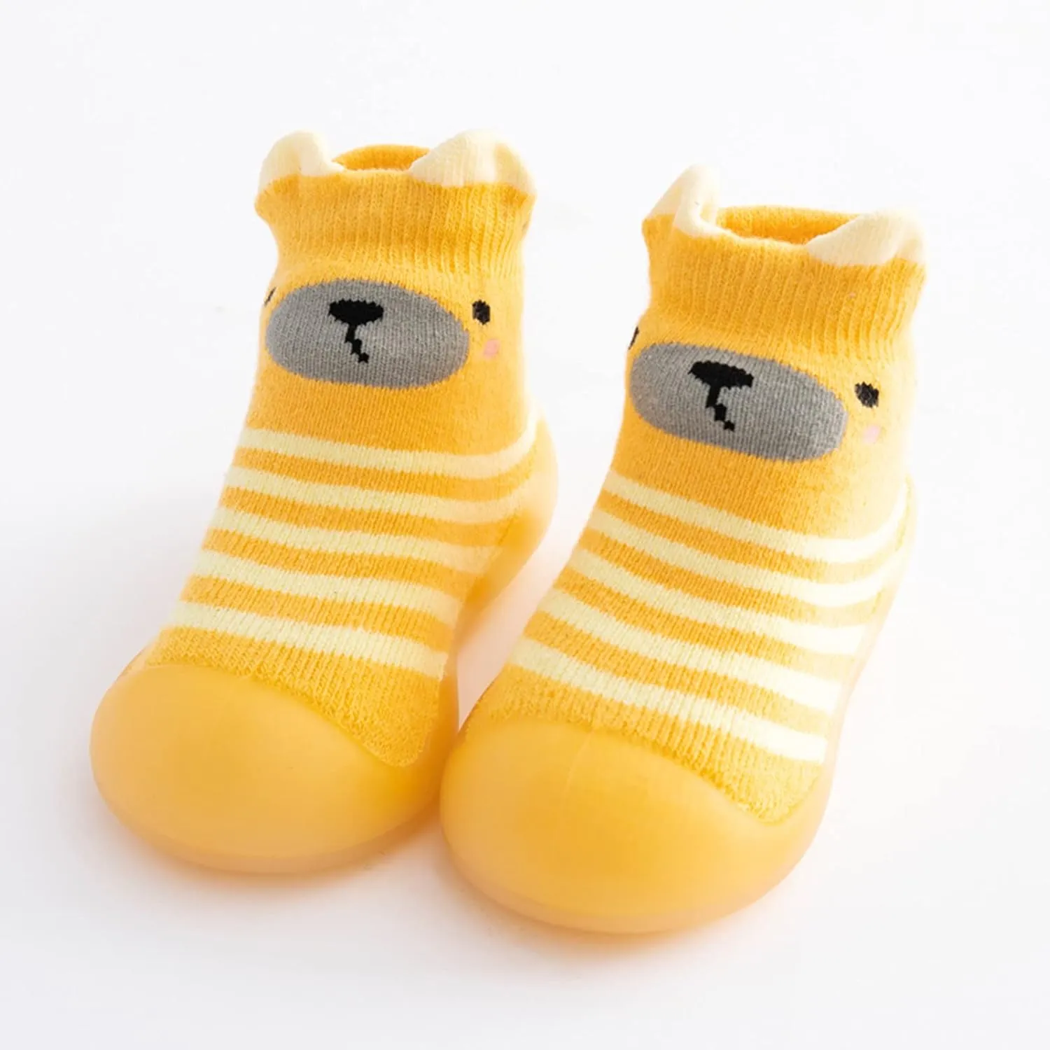 Kids Toddler Baby Boys Girls Solid Warm Knit Soft Sole Rubber Shoes Socks Toddler Daycare Slippers Boys (Yellow, 18)
