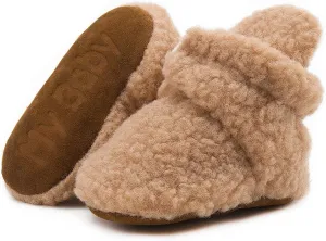 KIDSUN Newborn Infant Baby Boys Girls Fleece Booties Stay On Socks Soft Shoes Non Skid Winter Warm Christmas Slippers