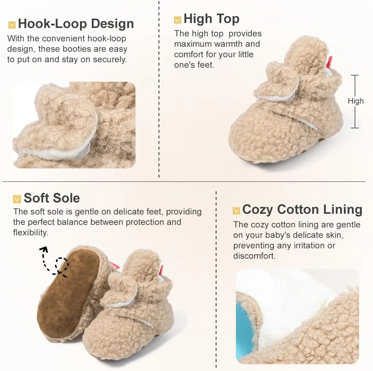 KIDSUN Newborn Infant Baby Boys Girls Fleece Booties Stay On Socks Soft Shoes Non Skid Winter Warm Christmas Slippers