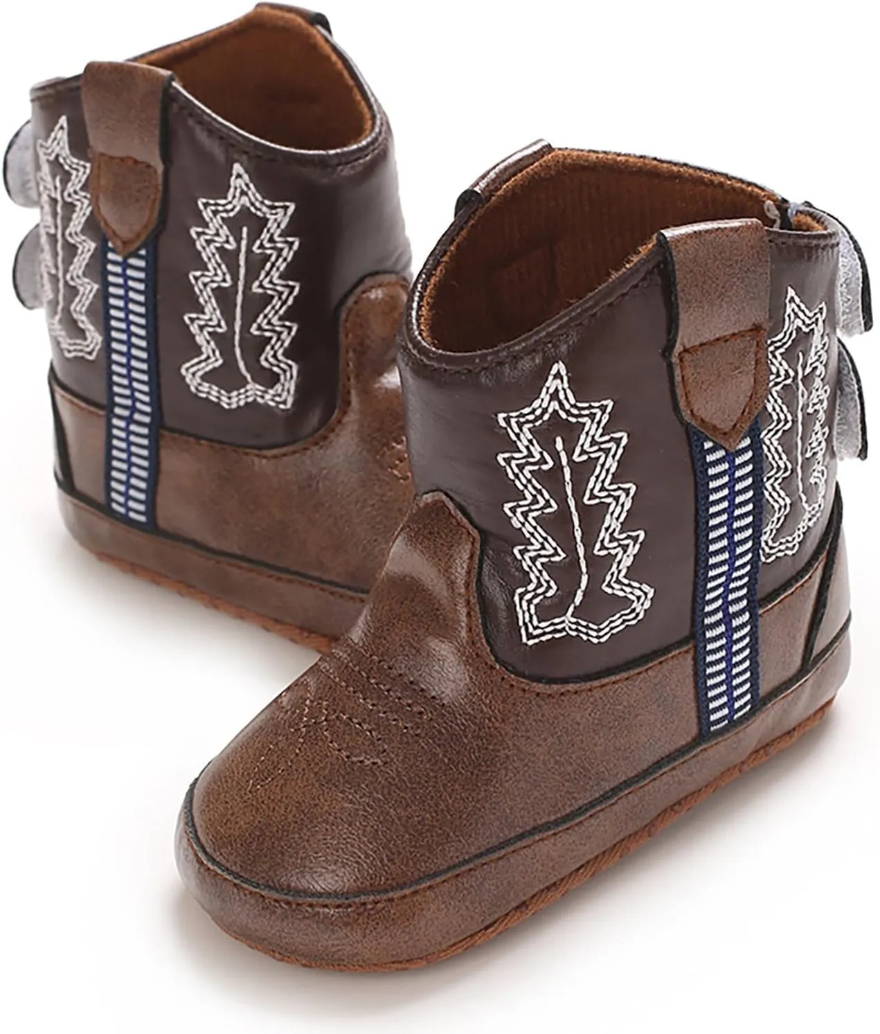 Leather Soft Sole Cowboy Boots for Baby Infant Toddler Boys Girls Newborn Crib Prewalkers Baby Non Slip Crib Shoes