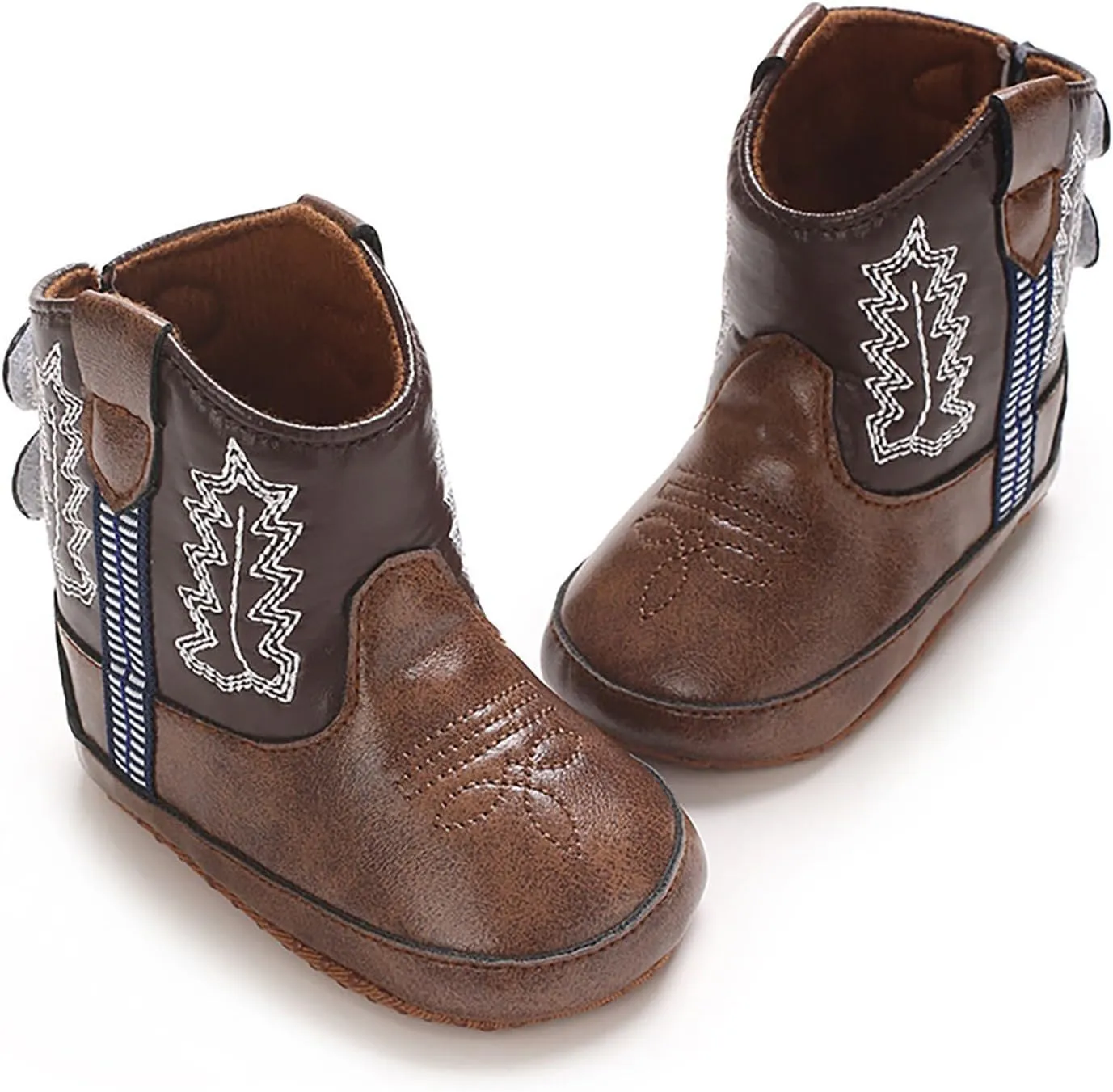 Leather Soft Sole Cowboy Boots for Baby Infant Toddler Boys Girls Newborn Crib Prewalkers Baby Non Slip Crib Shoes