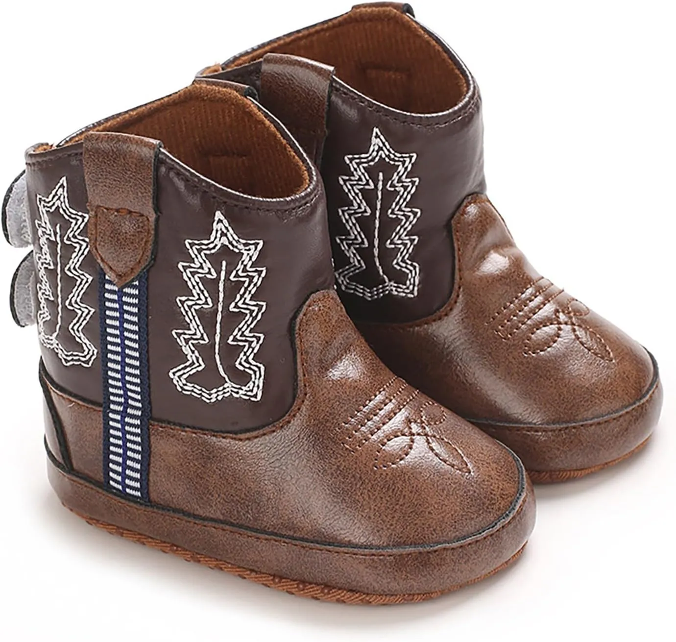 Leather Soft Sole Cowboy Boots for Baby Infant Toddler Boys Girls Newborn Crib Prewalkers Baby Non Slip Crib Shoes