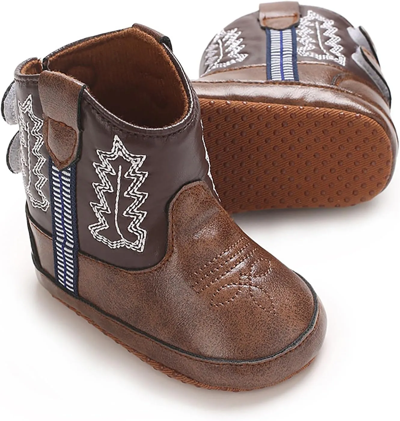 Leather Soft Sole Cowboy Boots for Baby Infant Toddler Boys Girls Newborn Crib Prewalkers Baby Non Slip Crib Shoes