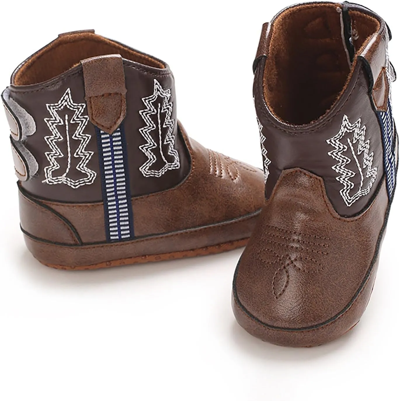 Leather Soft Sole Cowboy Boots for Baby Infant Toddler Boys Girls Newborn Crib Prewalkers Baby Non Slip Crib Shoes