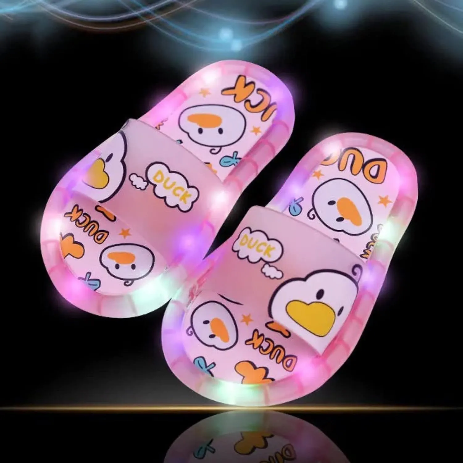 Led Shoes Non-Slip Open Toe Slipper Kids Soft Sole Flat Luminous Sandal Slip On Led Shoes Lightweight Beach Pool