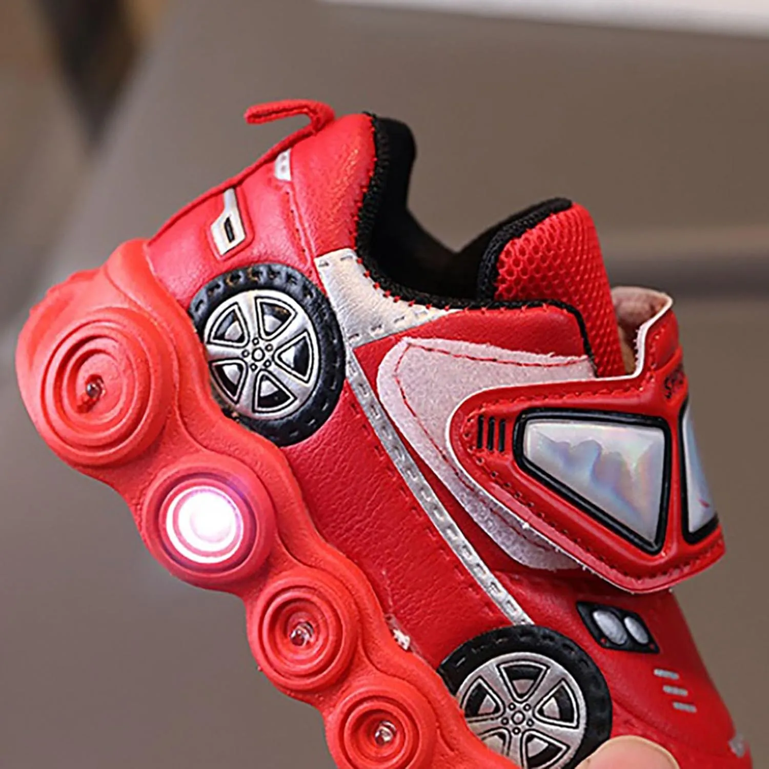 Light Up Toddler Boys Shoes Car Pattern Luminous Sport Sneaker, Little Fashion Cute Soft Sole School Athletic Shoes