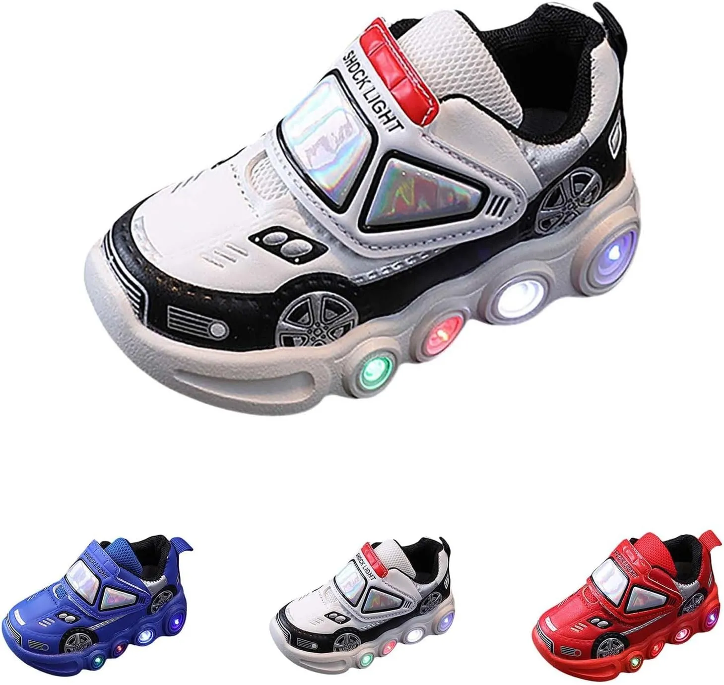Light Up Toddler Boys Shoes Car Pattern Luminous Sport Sneaker, Little Fashion Cute Soft Sole School Shoes Size Kid