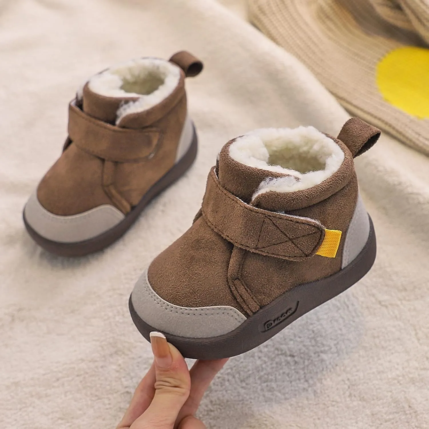 Little Girl Shoes Size 12 Baby Shoes Toddler Boots Soft Bottom Toddler Shoes Plus Velvet Thick Non Slip Large Cotton Shoes Baby Boots for Girls Snow