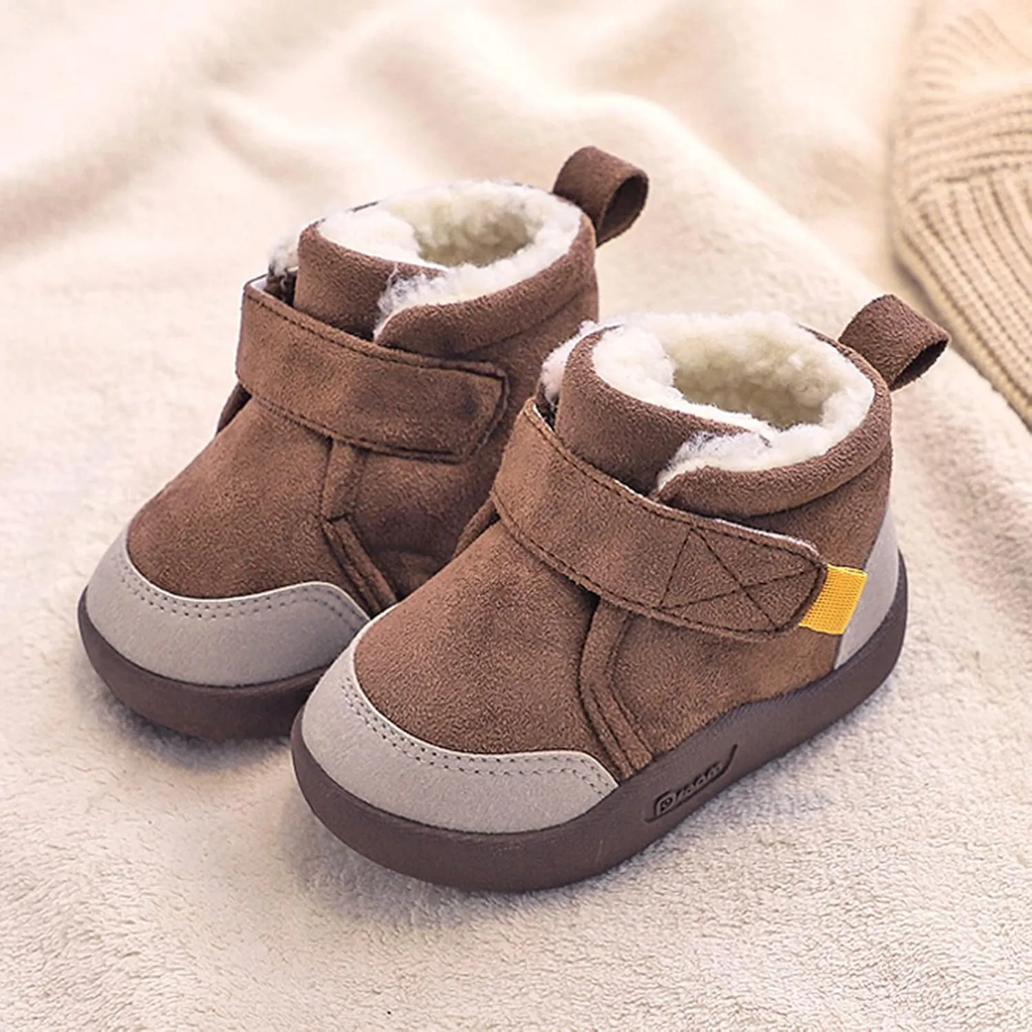 Little Girl Shoes Size 12 Baby Shoes Toddler Boots Soft Bottom Toddler Shoes Plus Velvet Thick Non Slip Large Cotton Shoes Baby Boots for Girls Snow