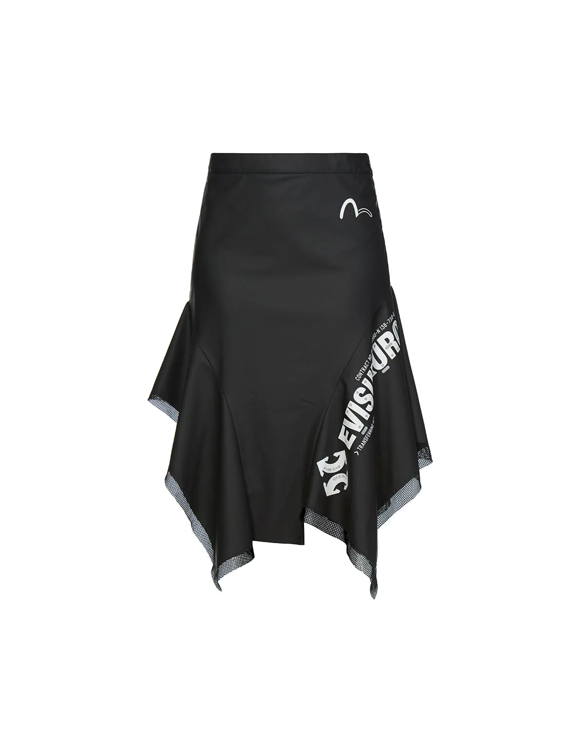 Mesh Trim Asymmetric A-line Skirt