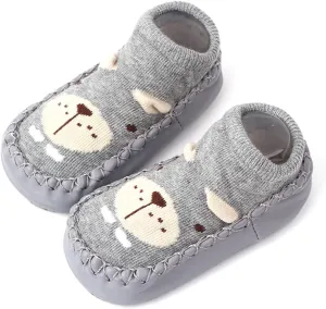 Newborn Baby Boy Girl Cozy Socks Shoes Non Slip Soft Sole Cartoon Animal Floor Socks Kids First Walking Shoes
