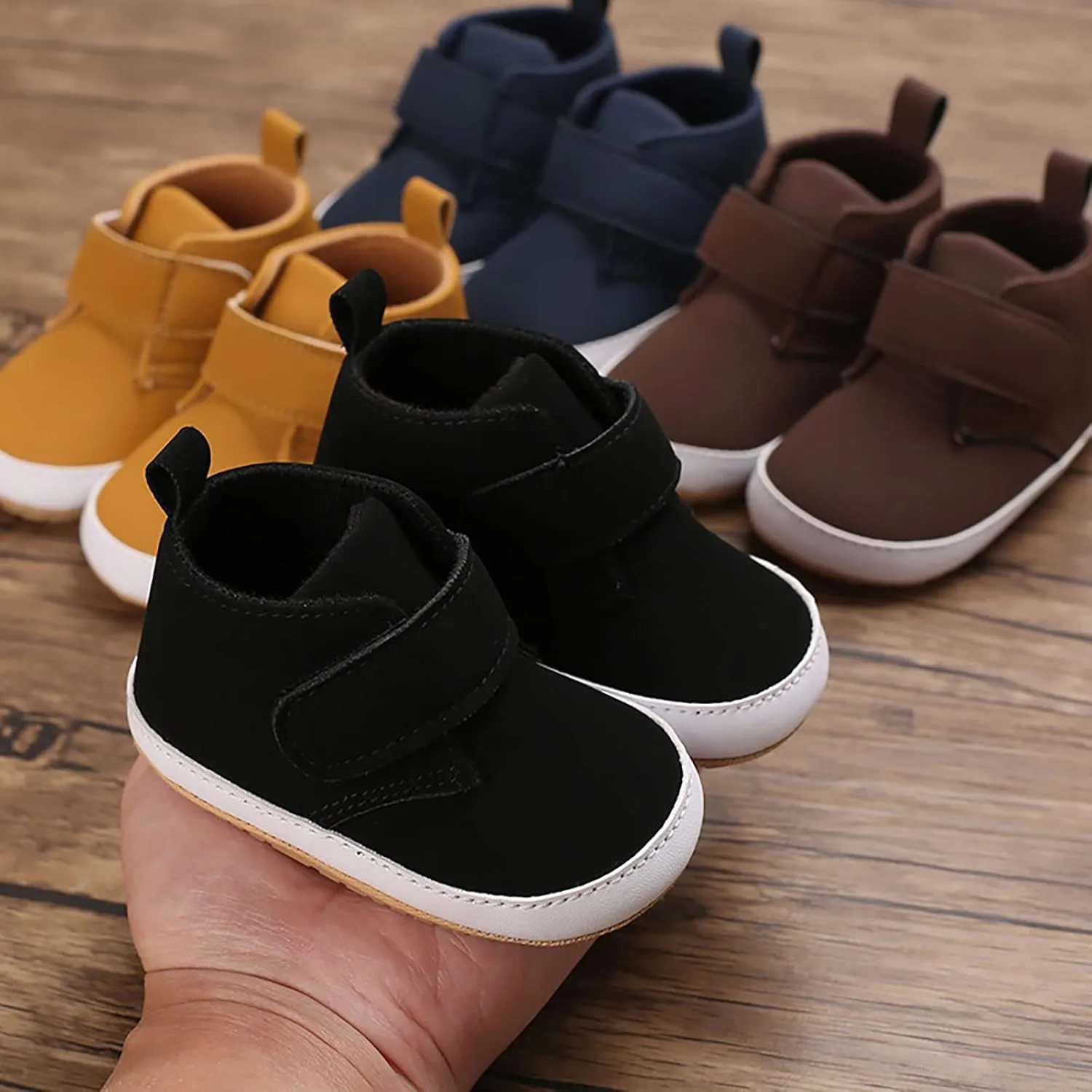 Newborn Baby Boys Girls Prewalker Shoes Soft Rubber Sole Infant Sneakers Fashion High-Top Non-Slip Baby Girl Casual
