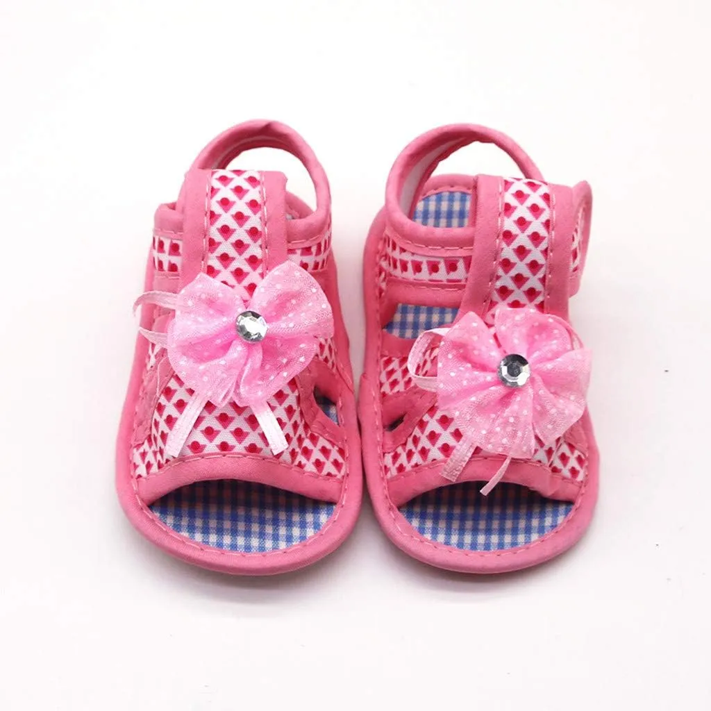Newborn Baby Girls Applique Prewalker Soft Sole Sandals Single Shoes Shoes Little Girls (Pink, 13)
