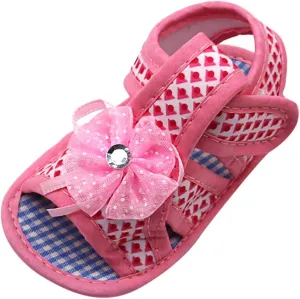 Newborn Baby Girls Applique Prewalker Soft Sole Sandals Single Shoes Shoes Little Girls (Pink, 13)