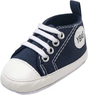 Newborn Baby Girls Boys Sneakers Soft Sole High-Top Ankle Canvas Shoes Infant First Walkers Slip on Crib Shoes