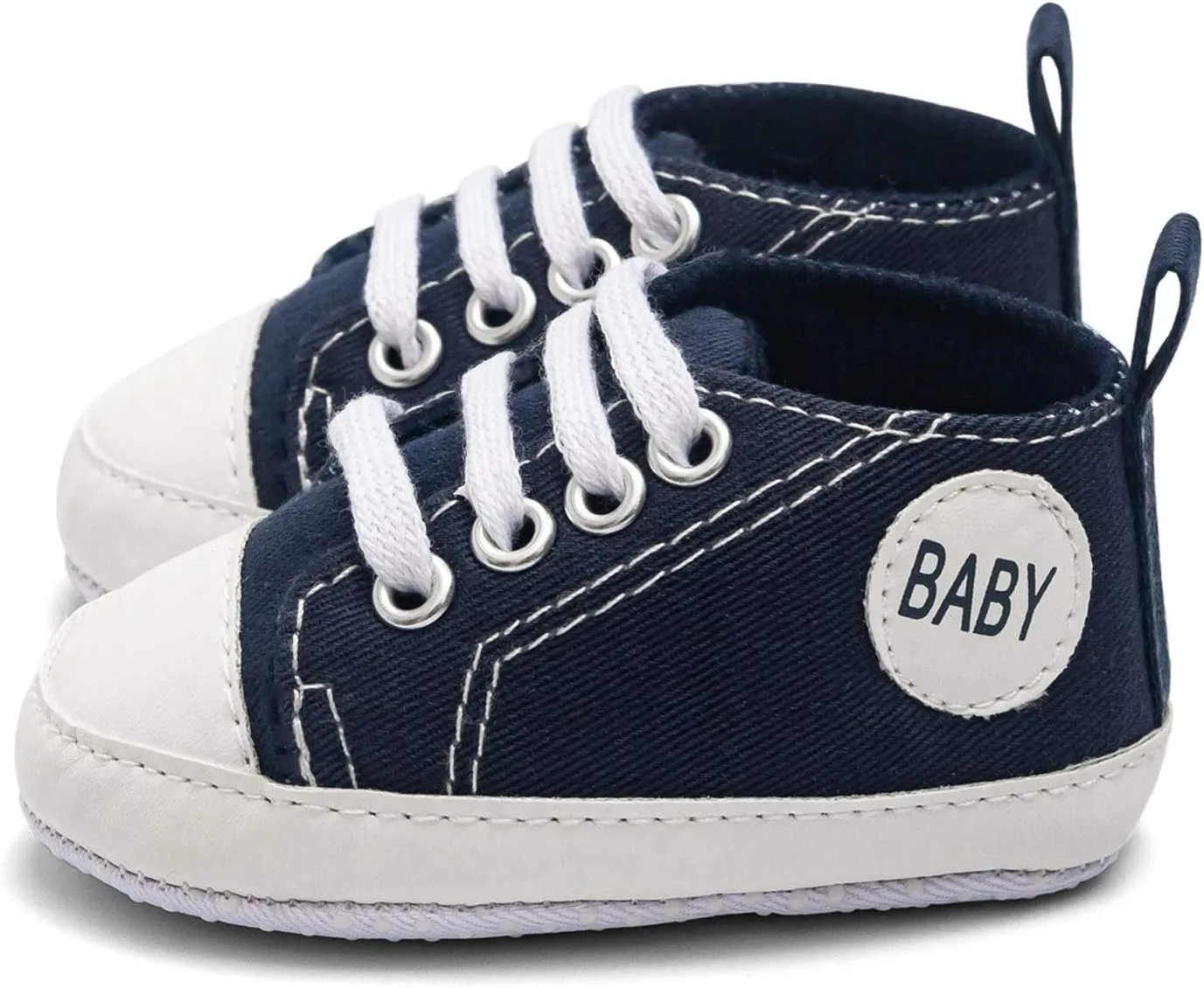 Newborn Baby Girls Boys Sneakers Soft Sole High-Top Ankle Canvas Shoes Infant First Walkers Slip on Crib Shoes