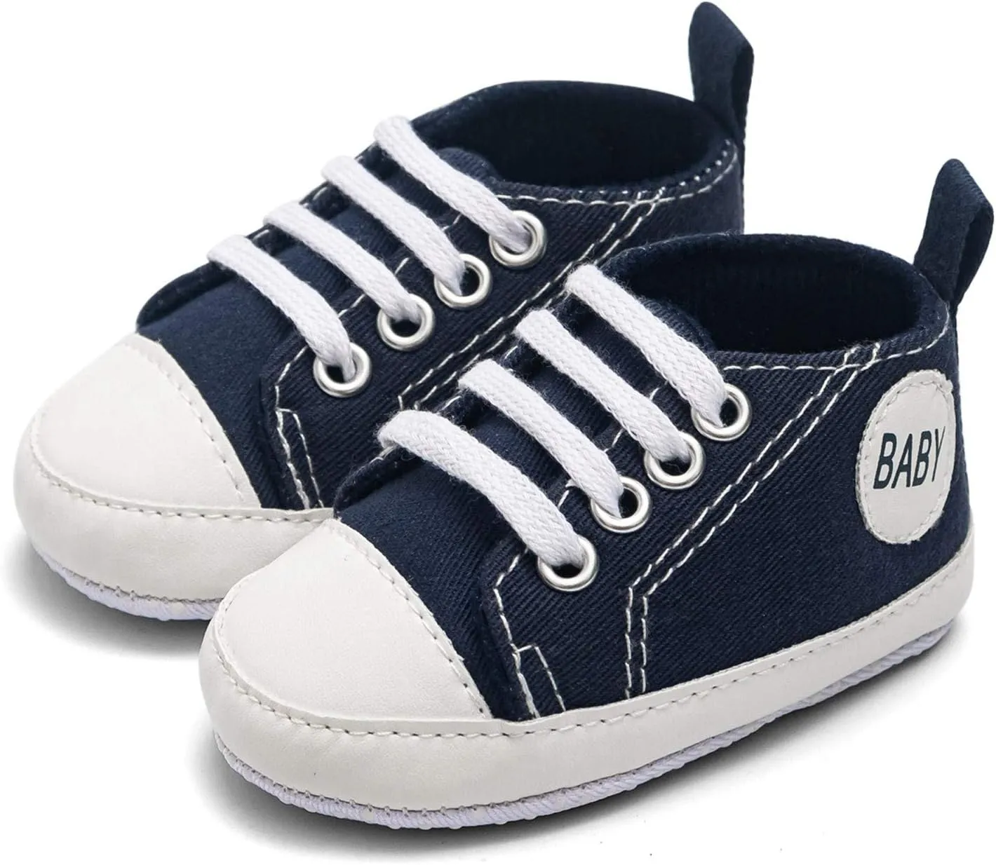 Newborn Baby Girls Boys Sneakers Soft Sole High-Top Ankle Canvas Shoes Infant First Walkers Slip on Crib Shoes