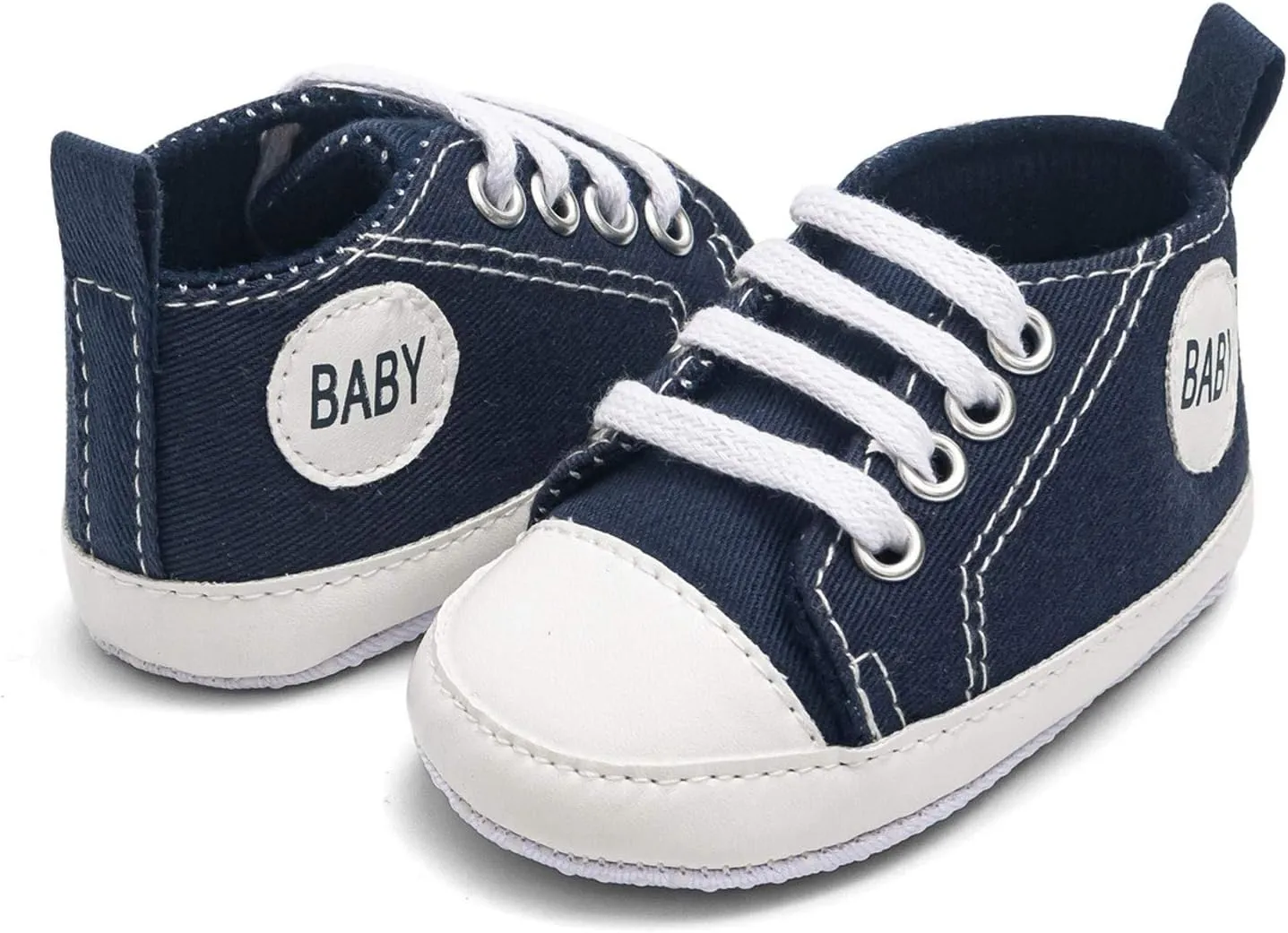 Newborn Baby Girls Boys Sneakers Soft Sole High-Top Ankle Canvas Shoes Infant First Walkers Slip on Crib Shoes