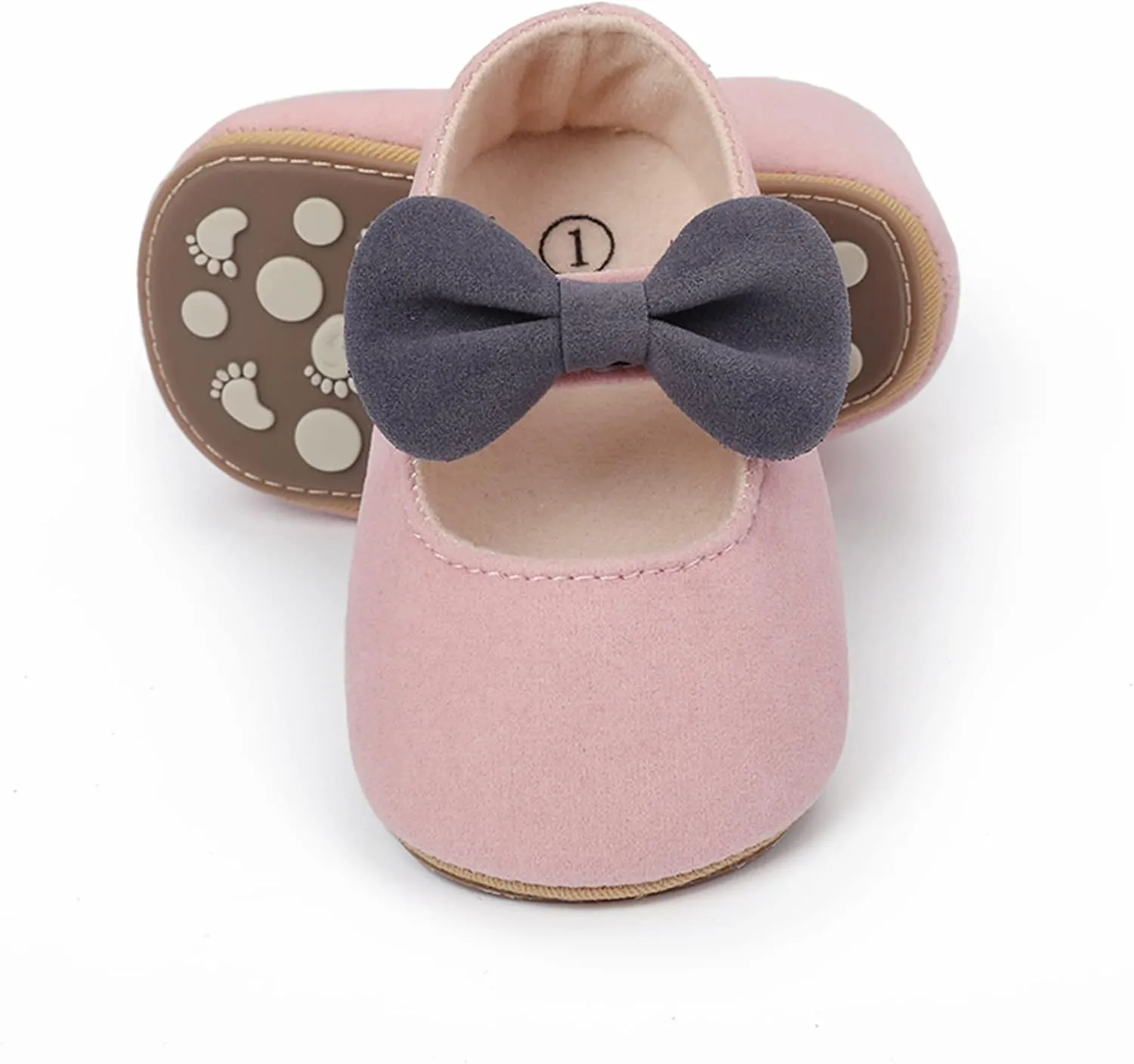 Newborn Baby Girls Mary Jane Flats with Bownot Non Slip Soft Sole Infant Princess First Walkers Wedding Dress Shoes