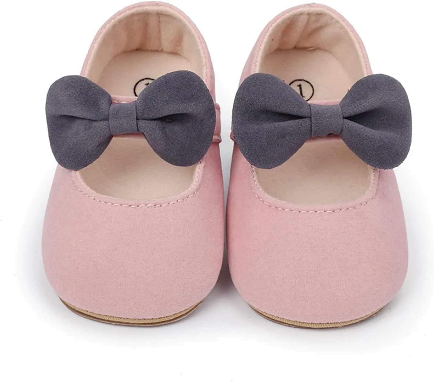 Newborn Baby Girls Mary Jane Flats with Bownot Non Slip Soft Sole Infant Princess First Walkers Wedding Dress Shoes