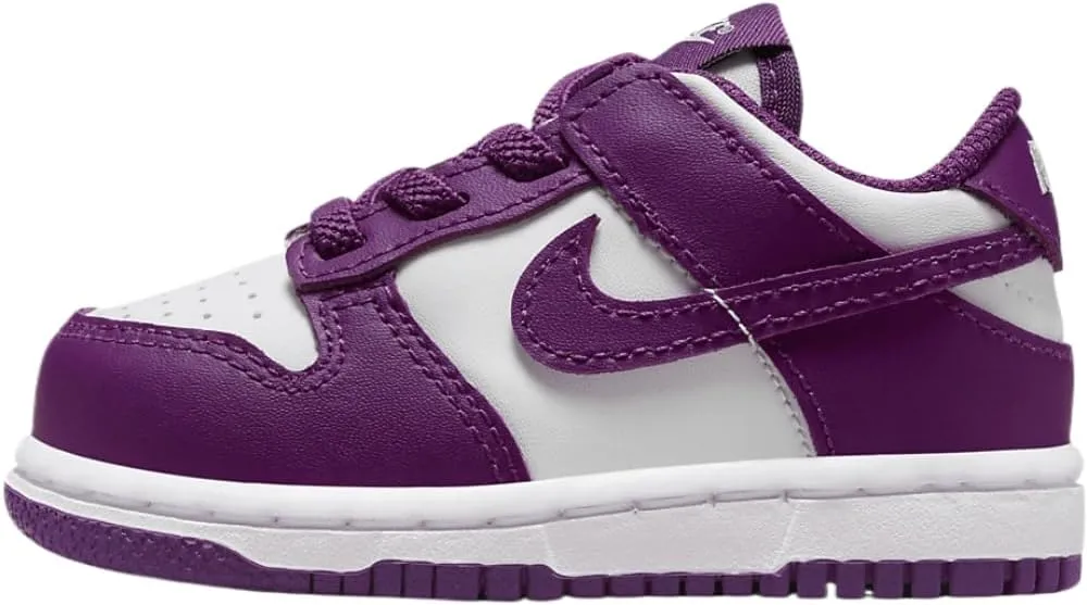 Nike Dunk Low Baby/Toddler Shoes (FB9107-110, White/White/Viotech) Size 3