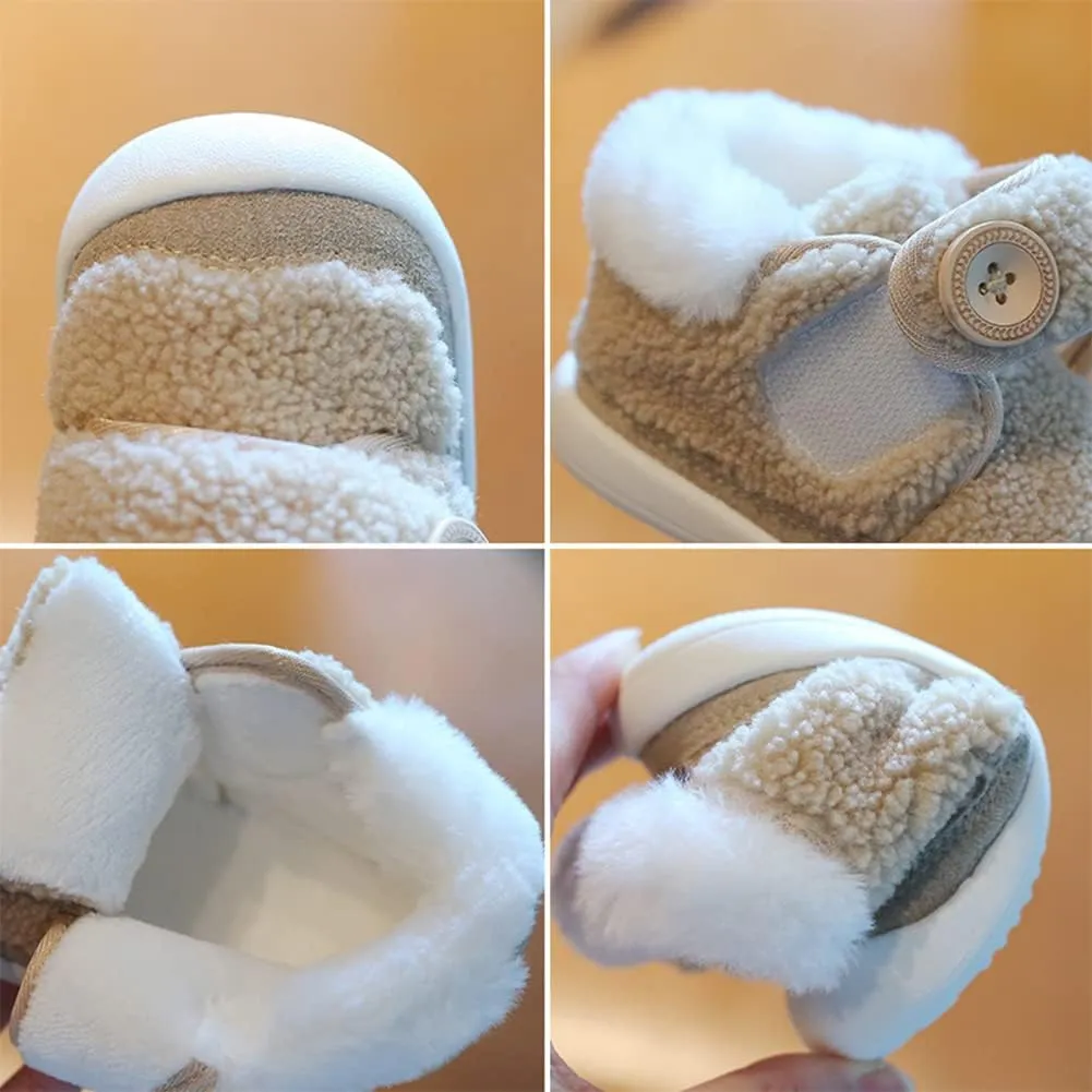 OAISNIT Baby Boys Girls Winter Boots Shoes Warm Soft Faux Fur Non-Slip Toddler Snow Boots Plush Shoes