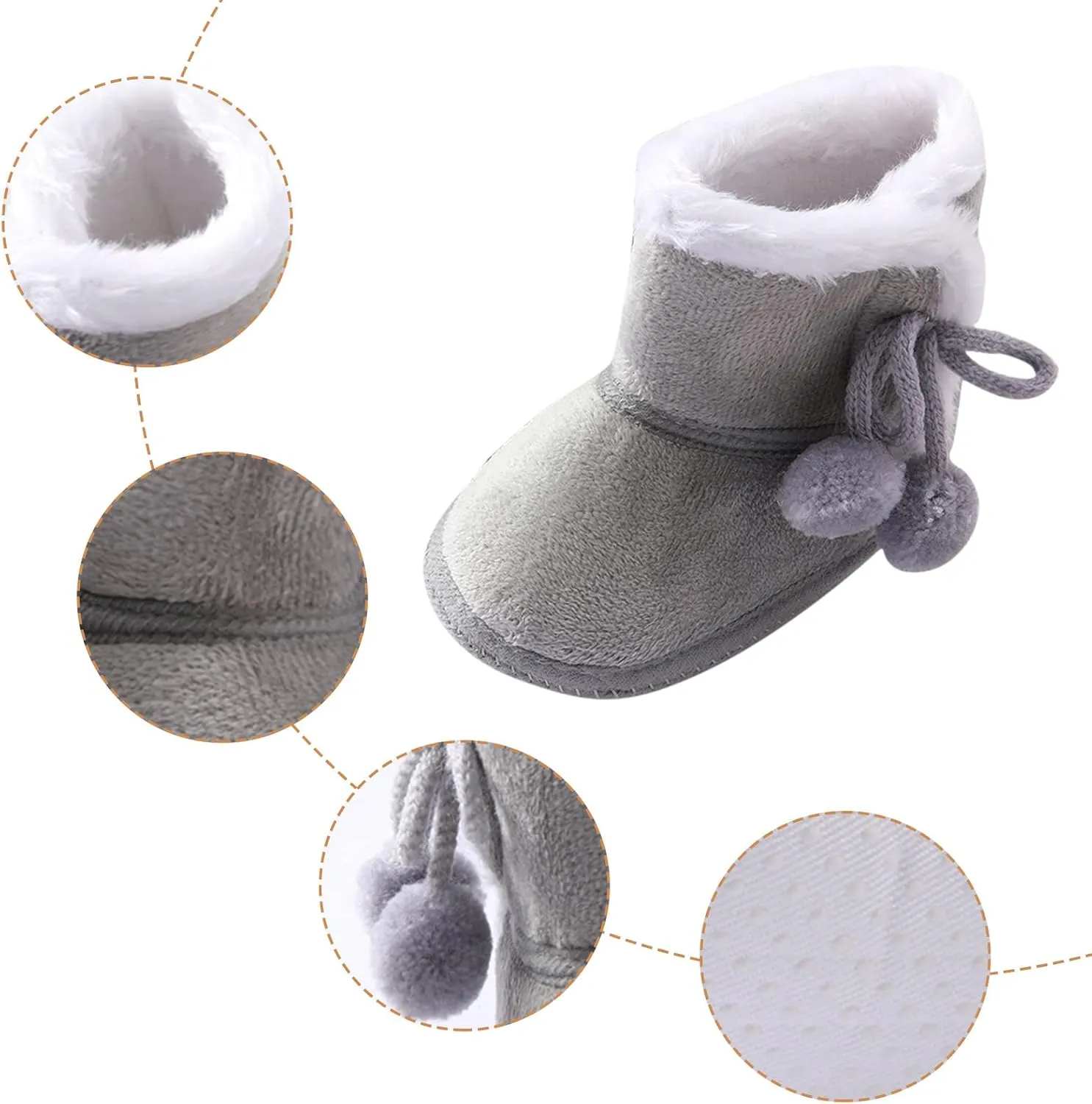 POLG Baby Boots Winter Warm Snow Boots Newborn Girl Boys Soft Sole Anti-Slip Prewalker Infant Toddler Cute Booties