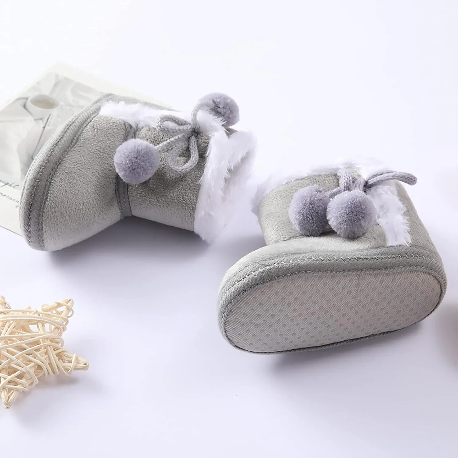 POLG Baby Boots Winter Warm Snow Boots Newborn Girl Boys Soft Sole Anti-Slip Prewalker Infant Toddler Cute Booties