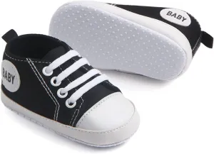 POLG Baby Boy Girl Soft Sole Canvas Sneakers Sparkle High Top Lace Up Infant Ankle Shoes Newborn First Walking Crib Shoes