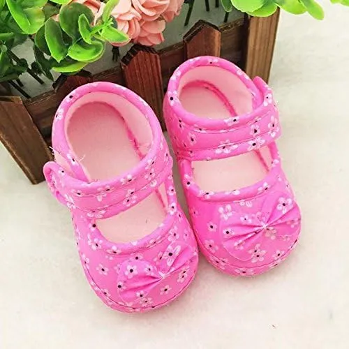 POLG Girl Baby Shoes Infant Non-Slip Rubber Sole PU Soft Leather with Bowknot Toddler Mary Jane Shoes Flats