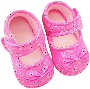 POLG Girl Baby Shoes Infant Non-Slip Rubber Sole PU Soft Leather with Bowknot Toddler Mary Jane Shoes Flats