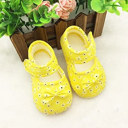 POLG Girl Baby Shoes Infant Non-Slip Rubber Sole PU Soft Leather with Bowknot Toddler Mary Jane Shoes Flats