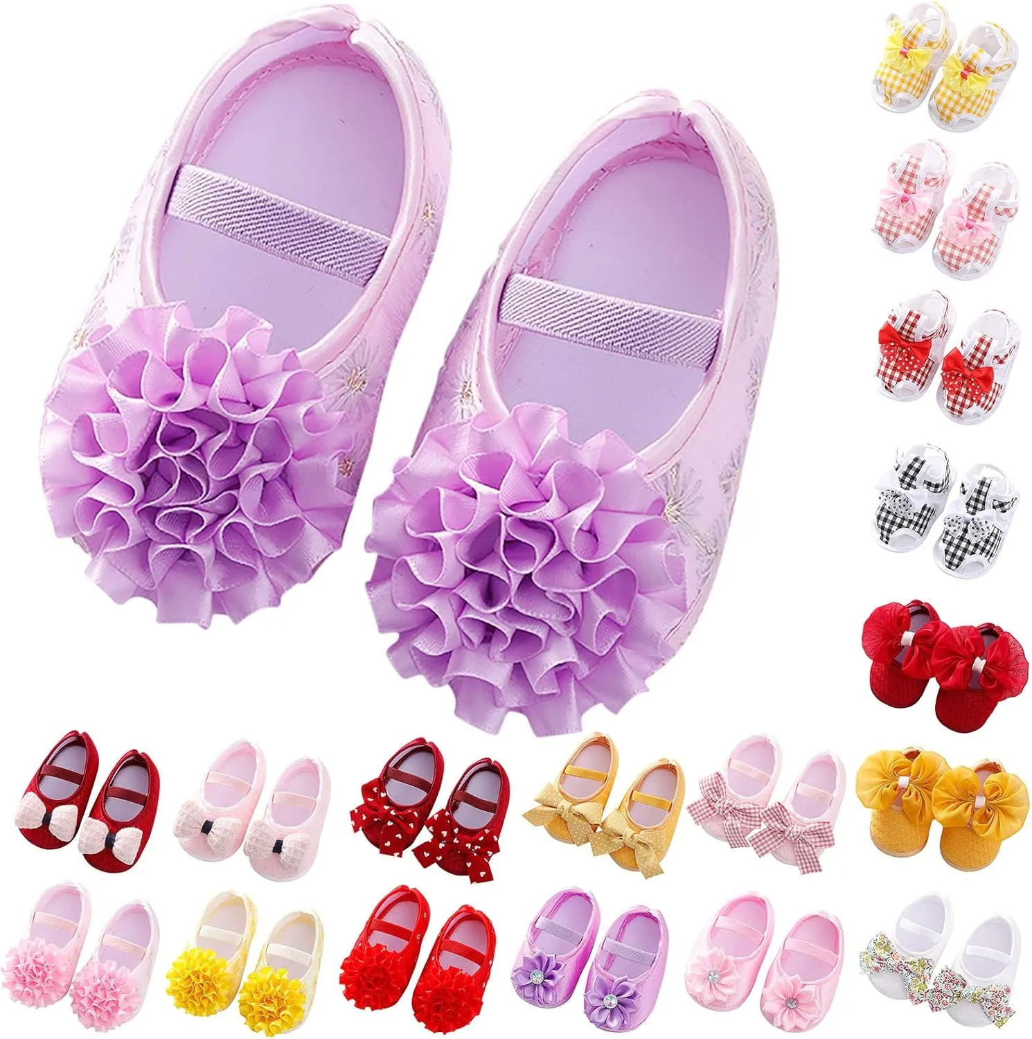 POLG Infant Baby Girls Soft Sole Princess Wedding Dress Mary Jane Flats Prewalker Newborn Baby Flower Crib Shoes