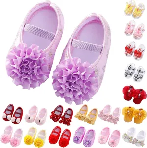 POLG Infant Baby Girls Soft Sole Princess Wedding Dress Mary Jane Flats Prewalker Newborn Baby Flower Crib Shoes