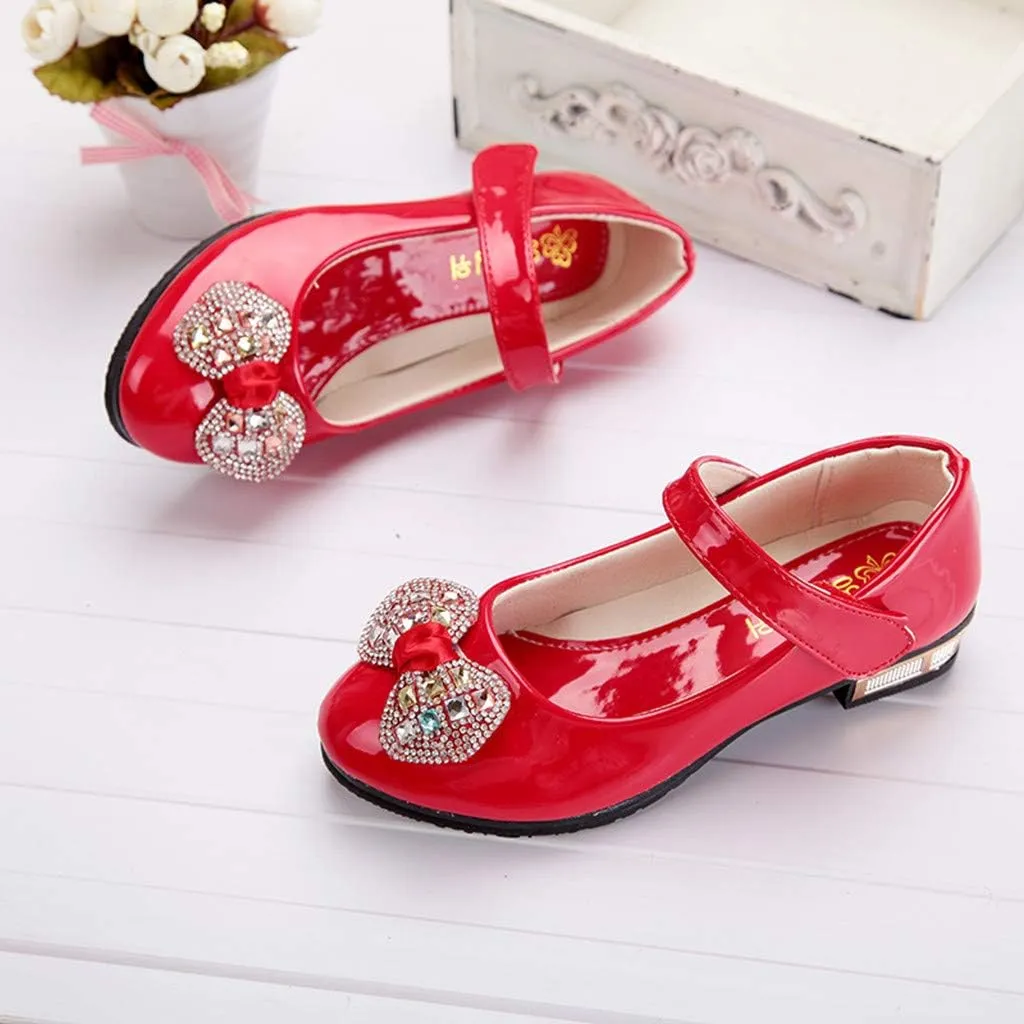 POLG Kids Baby Girls Crystal Bling Bowknot Single Princess Shoes Sandals Child Infant Soft Sole Anti-Slip Dance Shoes